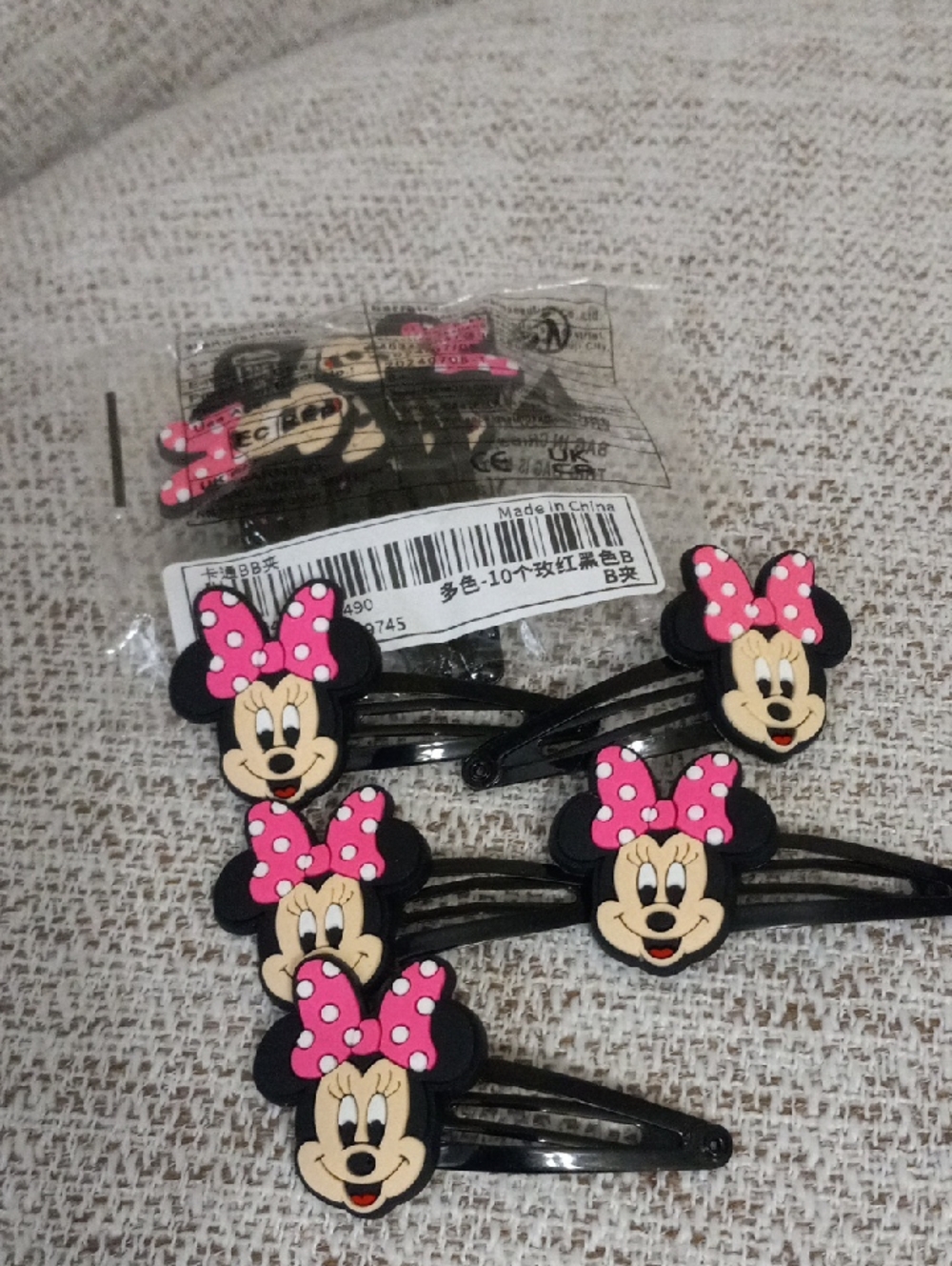 Minnie Mouse Pink Polka Dot Bow Hair Clips - Set of 10